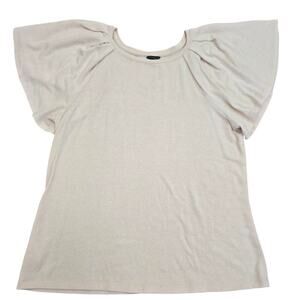Ann Taylor Pink Flutter Sleeve Knit Top Size M Soft Stretch Office Minimalist